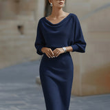 Olivia | White Draped Batwing Midi Dress