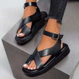 Caroline | Women's Platform Flat Buckle Sandals