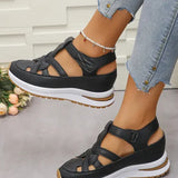 STACY | Comfort Wedge Sandals- Adjustable Velcro Design