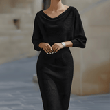 Olivia | White Draped Batwing Midi Dress