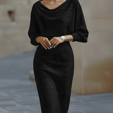 Olivia | White Draped Batwing Midi Dress