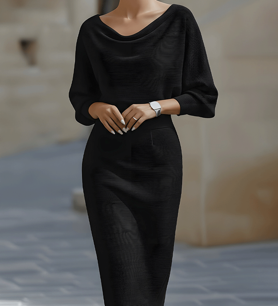 Olivia | White Draped Batwing Midi Dress
