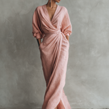 Pink Linen V-Neck Maxi Dress