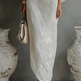 Ivory Off-Shoulder Linen Dress