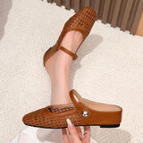 Goldie | Women's Mary Jane Mules Woven Flat Slip On Shoes