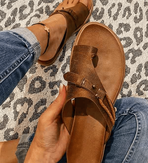Roma | Women's Flat Toe Ring Sandals Slip-On Boho Summer Slides