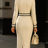 Magidan | Trim Midi Dress With Button Detail
