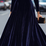 Elissa | Navy Blue Long-Sleeve Midi Dress