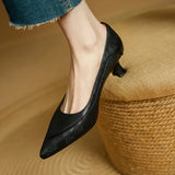 Paloma | Women's Pointed Toe Kitten Heel Pumps Slip On Mid Heel