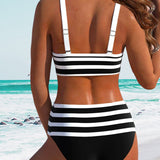 Caroline | Women's High Waist Striped Bikini Set