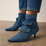 Vega - Denim Cargo Design Ankle Boots