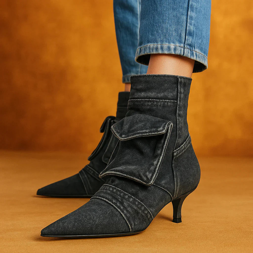 Vega - Denim Cargo Design Ankle Boots