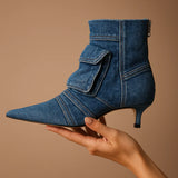 Vega - Denim Cargo Design Ankle Boots