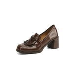 Vivienne | Women's Tassel Loafer Pumps Block Heel Round Toe Heels