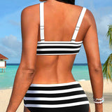 Caroline | Women's High Waist Striped Bikini Set