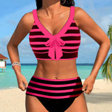 Caroline | Women's High Waist Striped Bikini Set