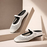 Goldie | Women's Mary Jane Mules Woven Flat Slip On Shoes
