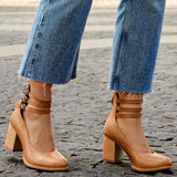 Casilda™ | Smooth Sandals with Ankle Strap and Thick Heel