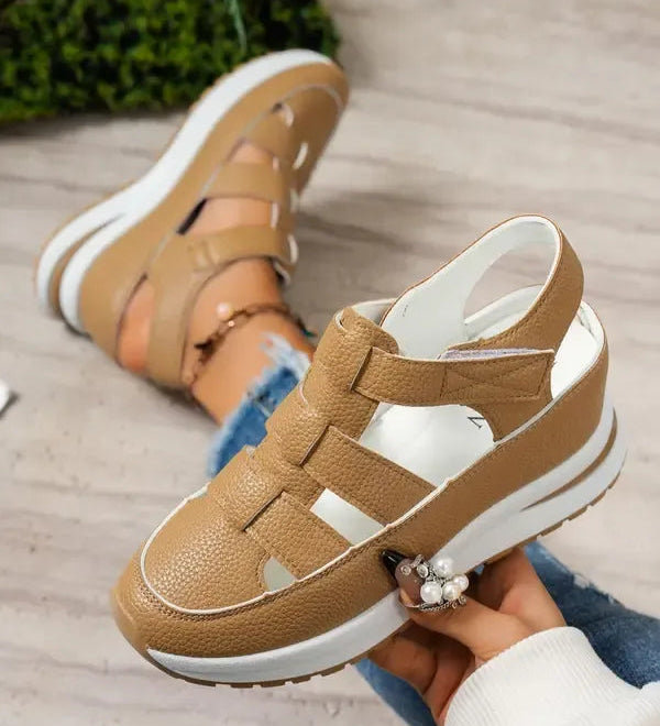 STACY | Comfort Wedge Sandals- Adjustable Velcro Design