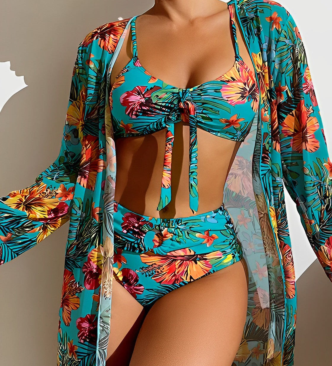 Juanita™ | Tropical Print Bikini Set with Cover-Up