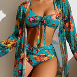 Juanita™ | Tropical Print Bikini Set with Cover-Up