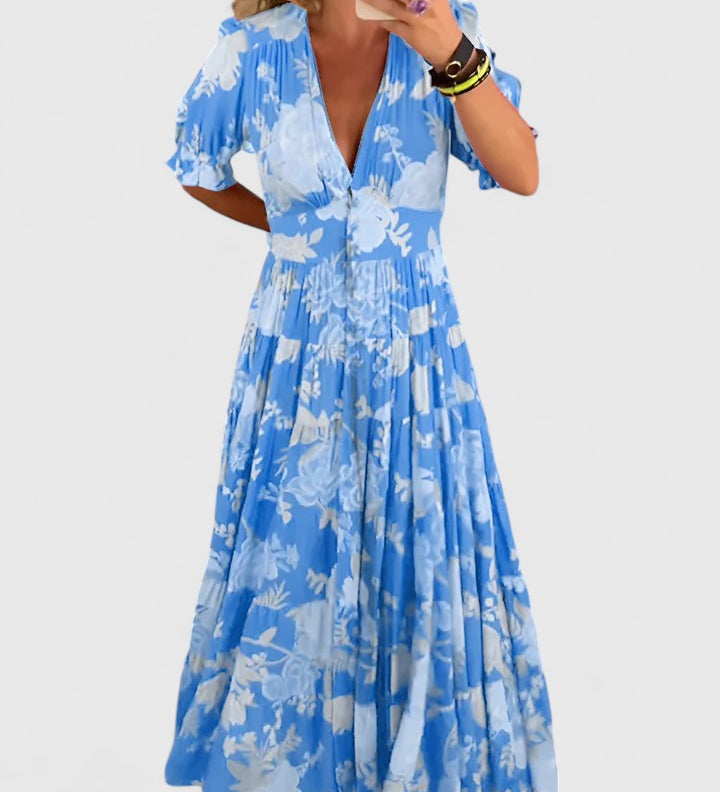 Minelda | Elegant Floral V-neck Dress