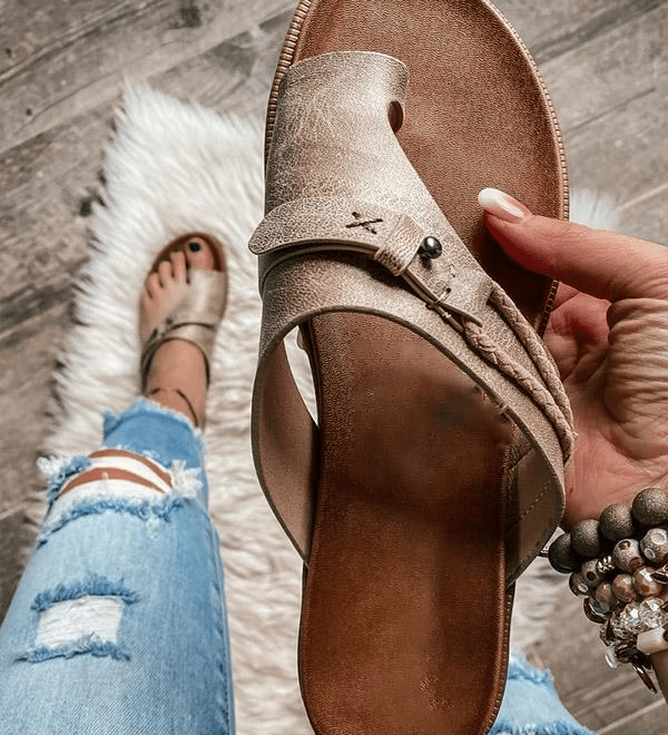 Roma | Women's Flat Toe Ring Sandals Slip-On Boho Summer Slides