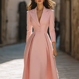 Emily | Elegant Pleated Blazer Midi Dress
