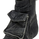 Vega - Denim Cargo Design Ankle Boots