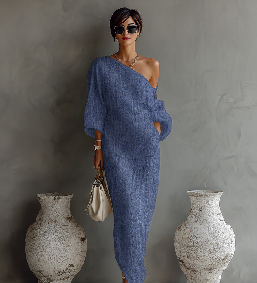 Ivory Off-Shoulder Linen Dress