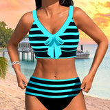 Caroline | Women's High Waist Striped Bikini Set