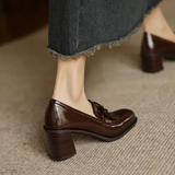 Vivienne | Women's Tassel Loafer Pumps Block Heel Round Toe Heels