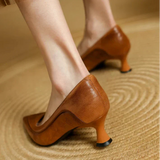 Paloma | Women's Pointed Toe Kitten Heel Pumps Slip On Mid Heel