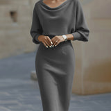 Olivia | White Draped Batwing Midi Dress