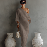 Ivory Off-Shoulder Linen Dress