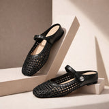 Goldie | Women's Mary Jane Mules Woven Flat Slip On Shoes