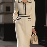 Magidan | Trim Midi Dress With Button Detail