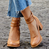 Casilda™ | Smooth Sandals with Ankle Strap and Thick Heel