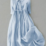 Lux - Elegant Half Sleeve Lace-Up Waist Dress