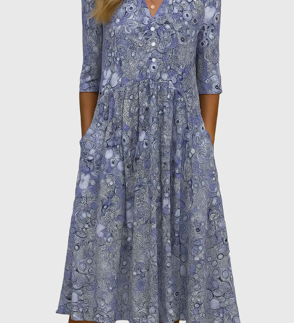 Harlow | Graceful V-Neck Elegance Midi Dress