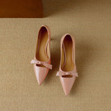 Rosalind | Women's Bow Detail Pumps Pointed Toe Kitten Heel Shoes
