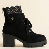 Tania - Lace Ankle Boots with Block Heel