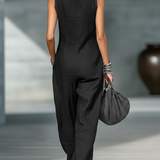 Sleeveless Overalls with White Hem