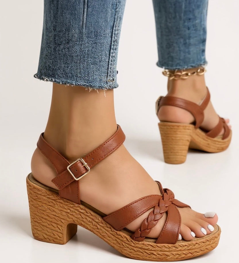 Zuri | Women's Woven Block Heel Cushioned Sandals
