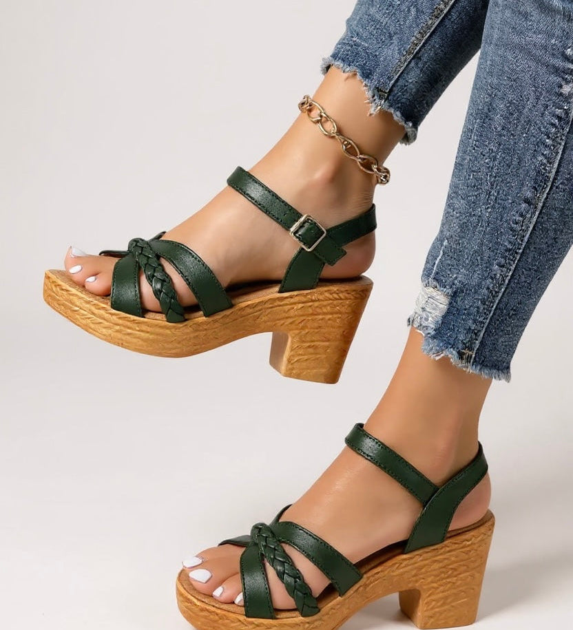 Zuri | Women's Woven Block Heel Cushioned Sandals