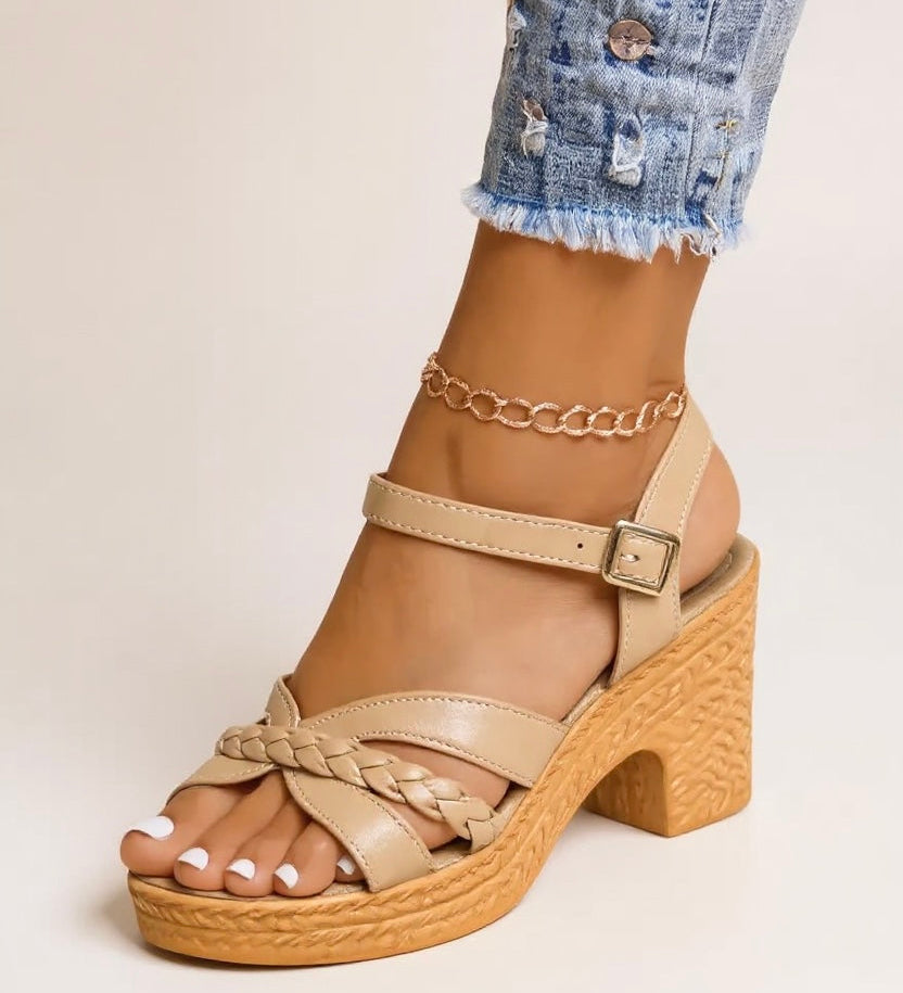 Zuri | Women's Woven Block Heel Cushioned Sandals