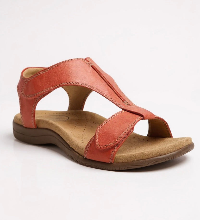Dove | Women's Flat Cushioned T-Strap Sandals for Walking