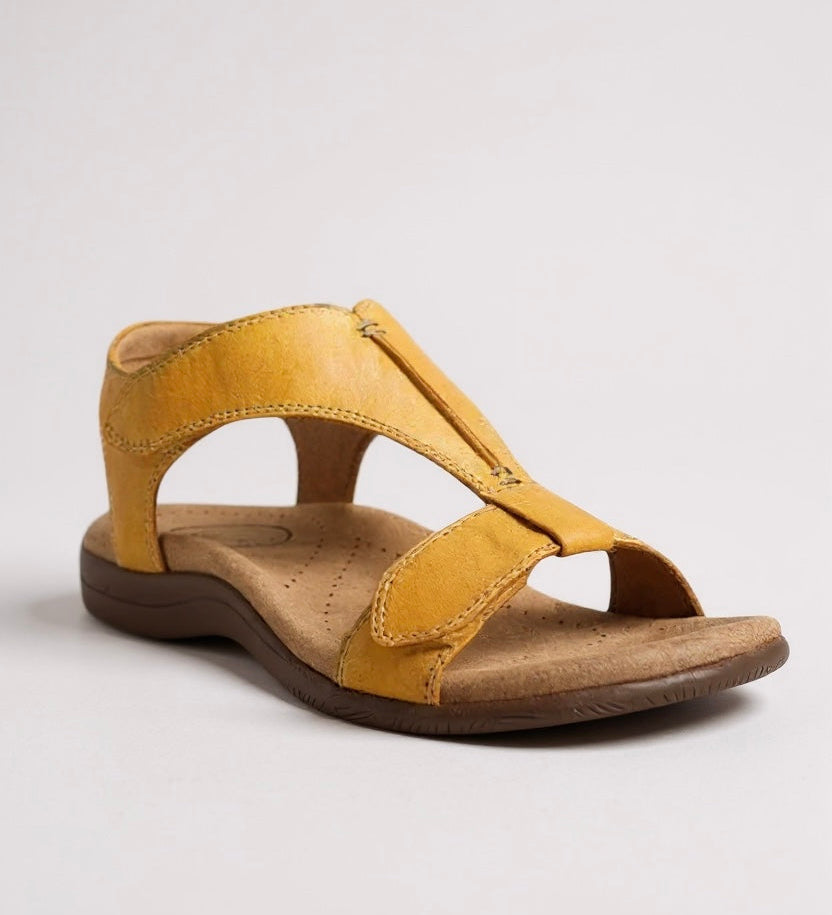 Dove | Women's Flat Cushioned T-Strap Sandals for Walking