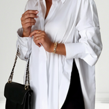 Oversized Lapel Button Shirt Dress