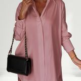 Oversized Lapel Button Shirt Dress